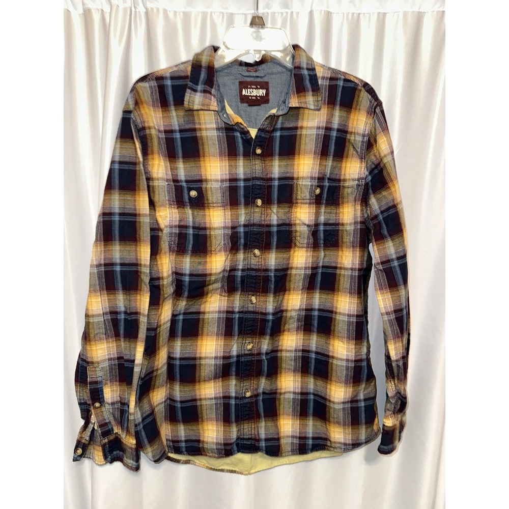 Alesbury Shirt Mens Size L Plaid Flannel Long Sleeve Collar Button Casual